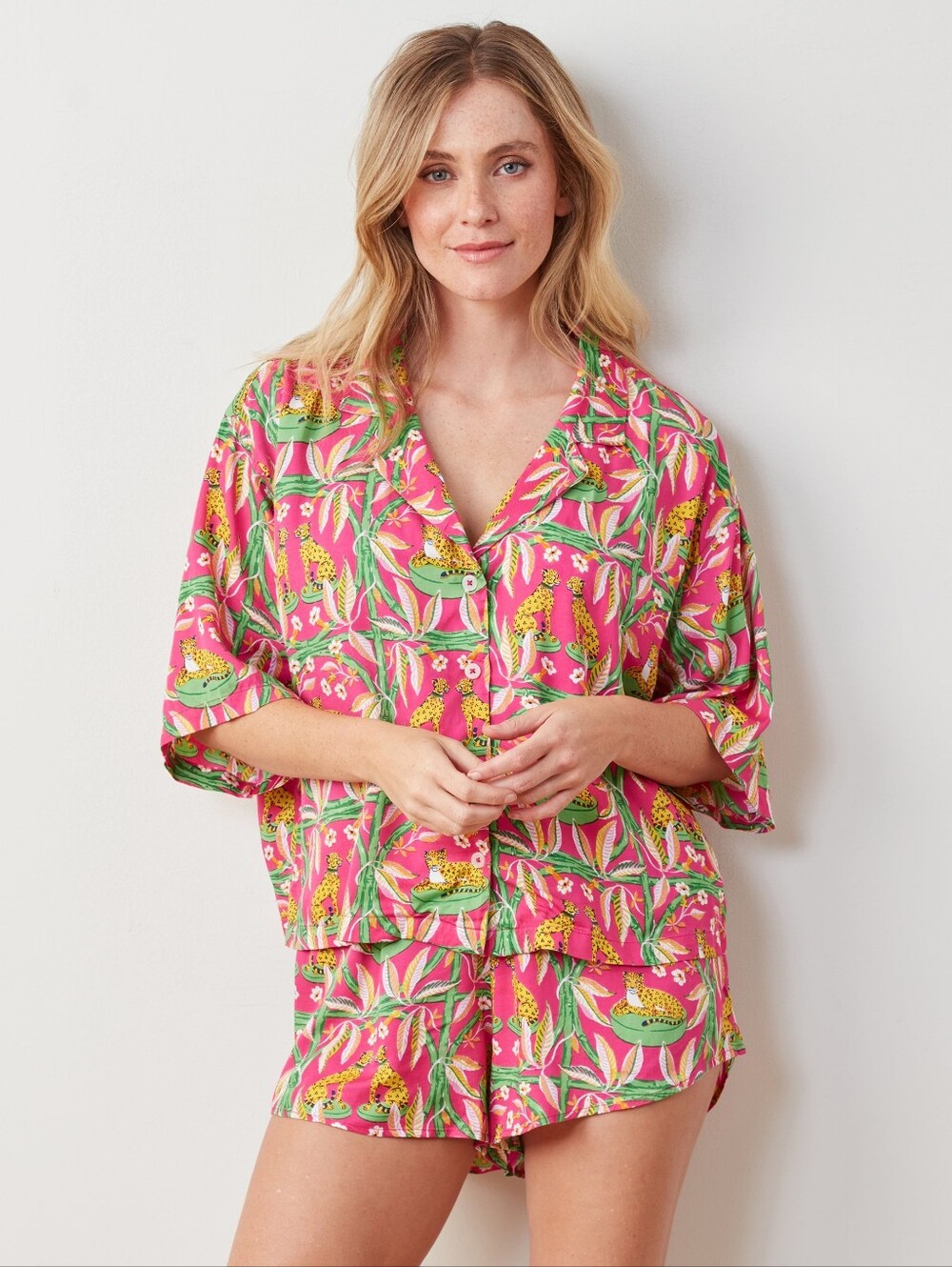 Printfresh Eco Satin Royal Cheetah Shorts Pajama Set XXS